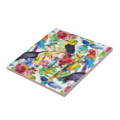 Carreau Perroquets colorés d'aquarelle (Côté)