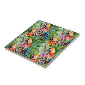 Carreau Perroquets de couleurs vives et fleurs tropicales (Côté)