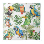 Carreau Perroquets oiseaux tropicaux motif<br><div class="desc">Un motif tropical aux oiseaux, perroquets.</div>