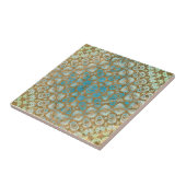 Carreau Perse détendu Turquoise Brown géométrique (Côté)