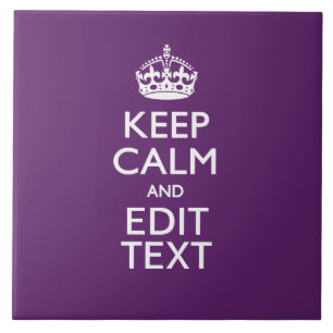 Carreau Personalisé KEEP CALM Votre texte sur Décor violet