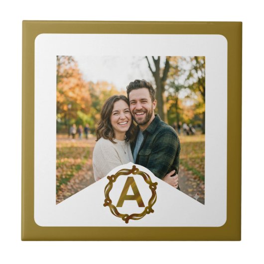 Carreau Personalized Artisan Monogram A | Wood Frame (Devant)