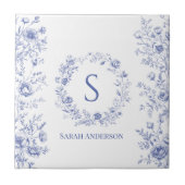 Carreau Personalized Classic Blue Flowers Floral Pattern (Devant)