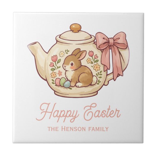 Carreau Personalized Easter Bunny Teapot Floral  (Devant)