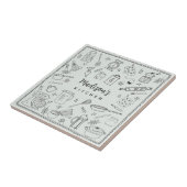 Carreau Personalized Hand Drawn Kitchen Cooking Utensils  (Côté)