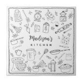 Carreau Personalized Hand Drawn Kitchen Cooking Utensils  (Devant)