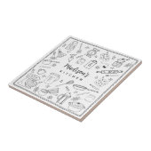 Carreau Personalized Hand Drawn Kitchen Cooking Utensils  (Côté)