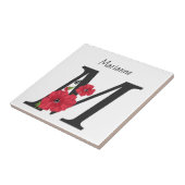 Carreau Personalized monogram editable M text red flower (Côté)