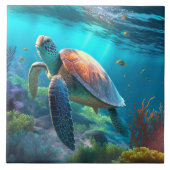 Carreau Personalized Turtle Image Classic Ceramic Art Tile (Devant)