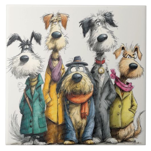 Carreau Personnages de chien mignons (Devant)