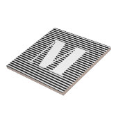 Carreau Personnaliser monogramme initial noir blanc rayure (Côté)