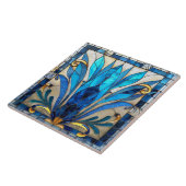 Carreau Pétales à fleurs d'or bleu Art déco (Côté)