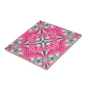 Carreau Pétales de fleurs Abstraites Fuchsia rose et gris (Côté)