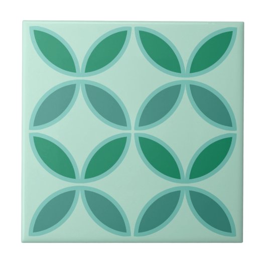 Carreau Pétales de fleurs ou de cercle turquoise et vert d (Devant)