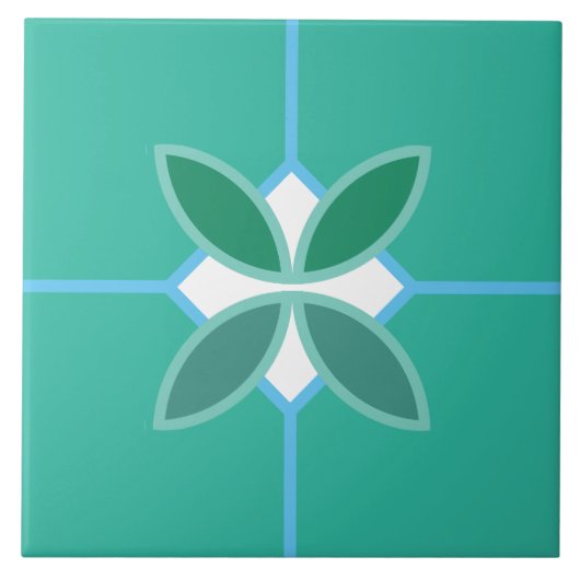 Carreau Pétales de seagreen, diamant bleu et blanc sur cya (Devant)