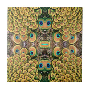 Carreau Pétales Emerald Green et Gold Peacock