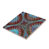 Carreau Pétales géométriques symétriques bleu-rouge bordea (Côté)