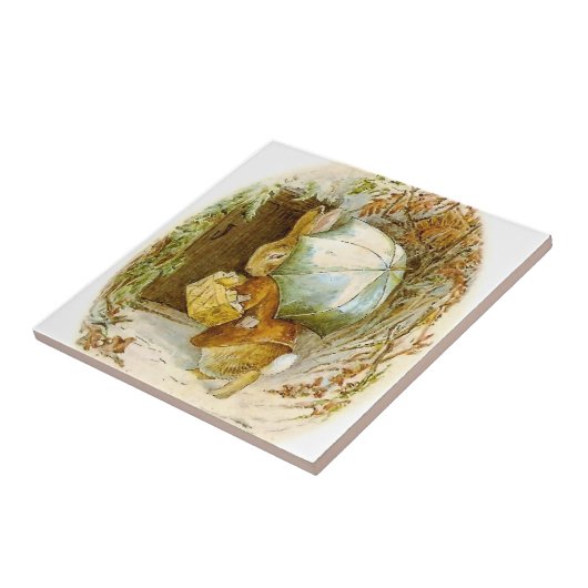 Carreau "Peter Rabbit avec parapluie d'hiver" par Beatrix (Côté)