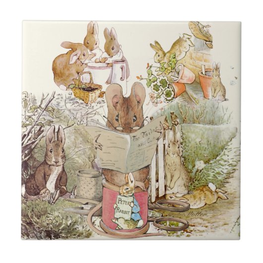 Carreau Peter Rabbit Beatrix Potter Collage Vintage (Devant)