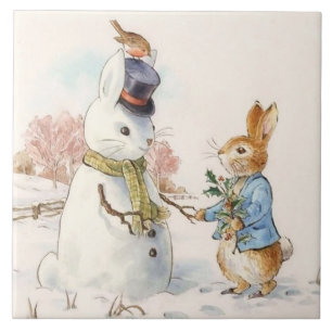Carreau Peter Rabbit et le Snowman par Beatrix Potter