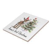 Carreau petit âne mignon et arbre de noël, personnalisable (Côté)