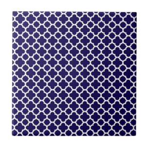 Carreau Petit bleu de cobalt de motif de Quatrefoil de