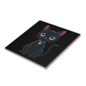 Carreau Petit Chat Noir Effrayant (Côté)