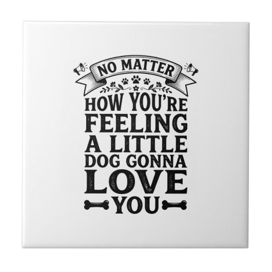 Carreau Petit Chien Amour Vous Conception de Typographie V (Devant)