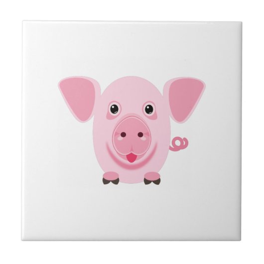 Carreau Petit cochon rose heureux mignon (Devant)