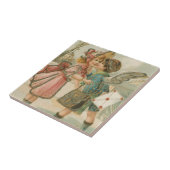 Carreau Petit garçon et fille en Saint-Valentin rose (Côté)