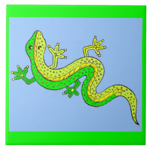 Carreau petit lézard vert