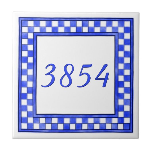 Carreau Petit numéro de maison bleu et blanc (Devant)