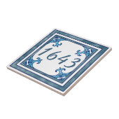 Carreau Petit numéro de maison turquoise (Côté)