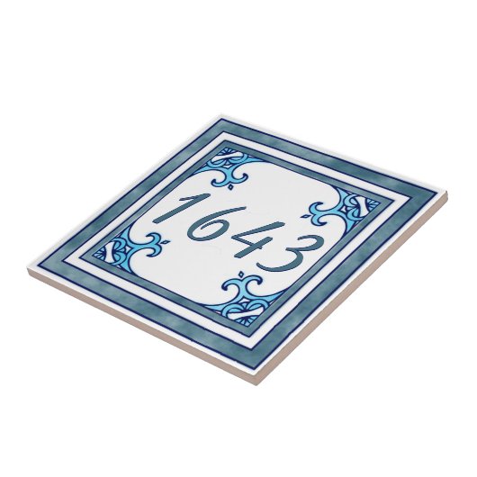 Carreau Petit numéro de maison turquoise (Côté)