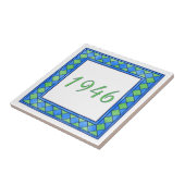 Carreau Petit numéro de maison vert et bleu (Côté)