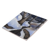 Carreau Petit ruisseau en hiver avec neige sur les eaux (Côté)