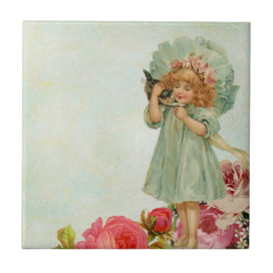 Carreau Petite fille avec le minou