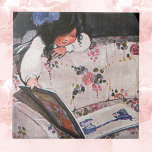 Carreau Petite fille lisant sur le canapé<br><div class="desc">Petite fille lisant sur le canapé</div>