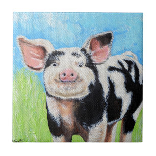 Carreau Petite peinture heureuse de porc