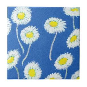 Carreau Petite tuile de motif de marguerites blanches