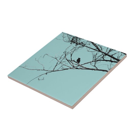 Carreau Petite tuile d'oiseaux noirs (Côté)