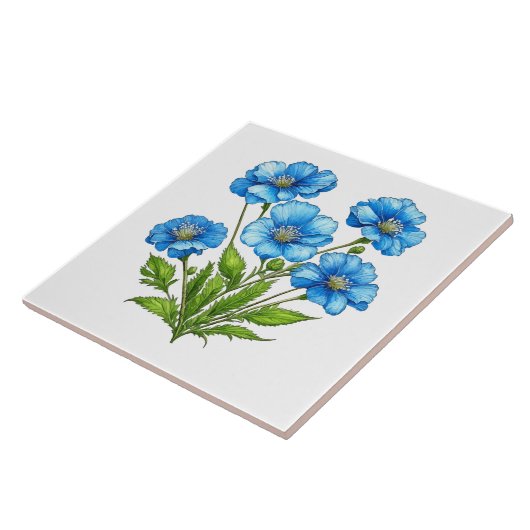Carreau Petites Fleurs Bleues (Côté)