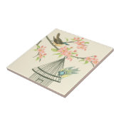 Carreau Petits oiseaux perchés sur une branche et sur une  (Côté)