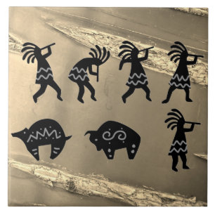 Carreau Petroglyh Sepia Kokopelli Sud-Ouest