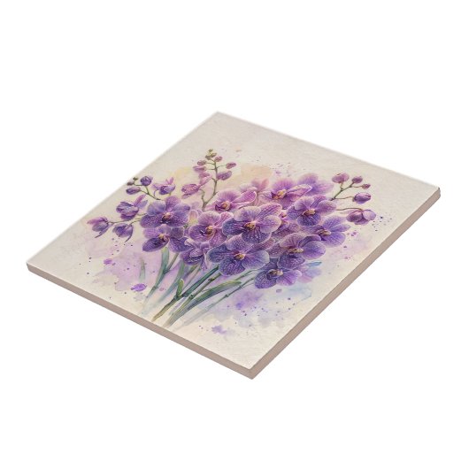 Carreau Phalaenopsis d'orchidée violette (Côté)