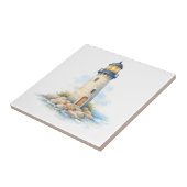 Carreau Phare à l'aquarelle sur les rochers (Côté)
