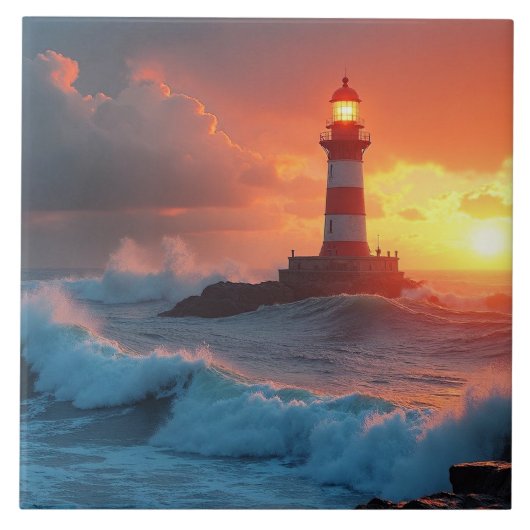 Carreau Phare au coucher du soleil (Devant)