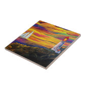 Carreau Phare au coucher du soleil avec voilier (Côté)