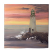 Carreau Phare Côtier Avec Ciel Rose Et Orange (Devant)