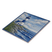 Carreau Phare côtier bleu et blanc nautique  (Côté)